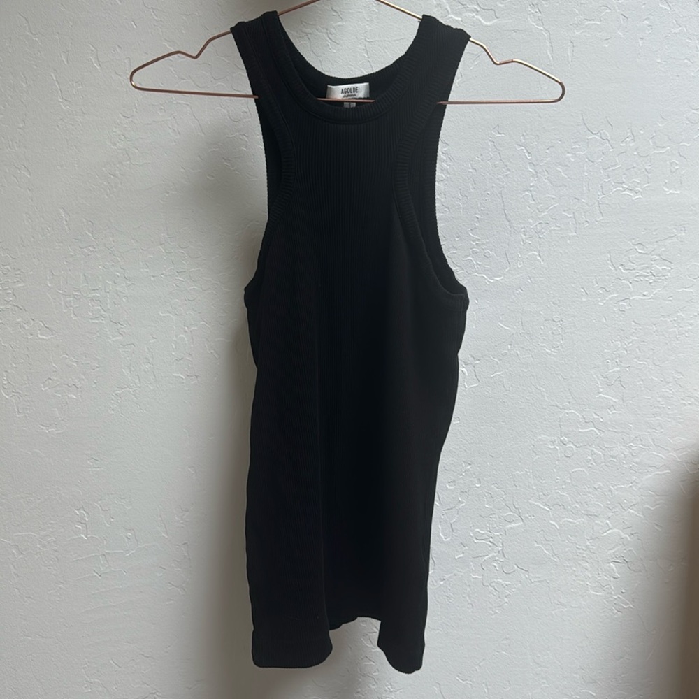 Agolde black ribbed tank top NWOT small